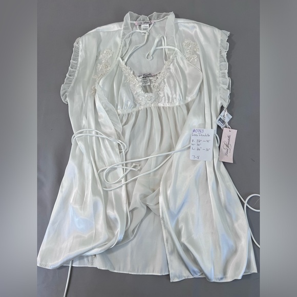 Linea Donatella Beaded Silky Satin Lingerie Wedding Nightgown Honeymoon Set L/XL